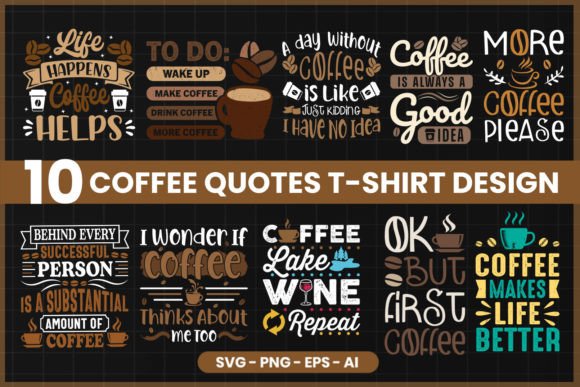 Reviewing Coffee Quote SVG T-Shirt Design Vector